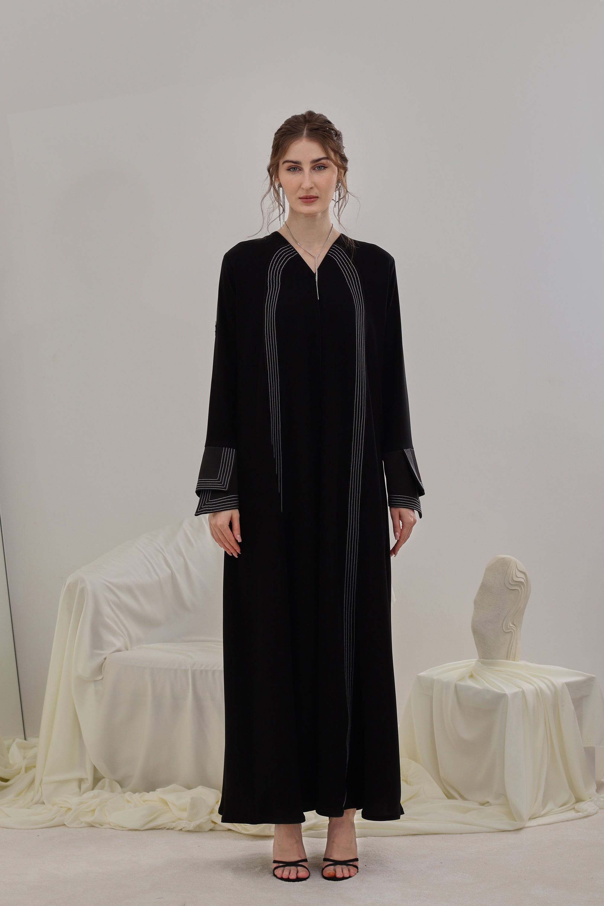 Abaya with Soft Thread Embroidery